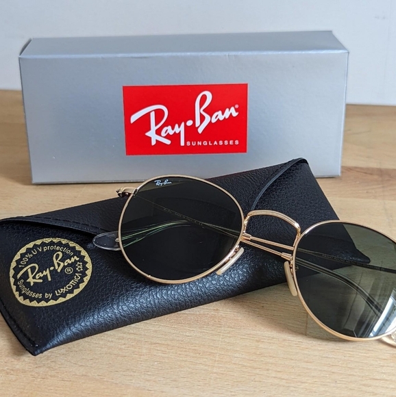 LIKE NEW RayBan Round Metal RB3447 Green Lenses Ray ban Sunglasses - Picture 7 of 12